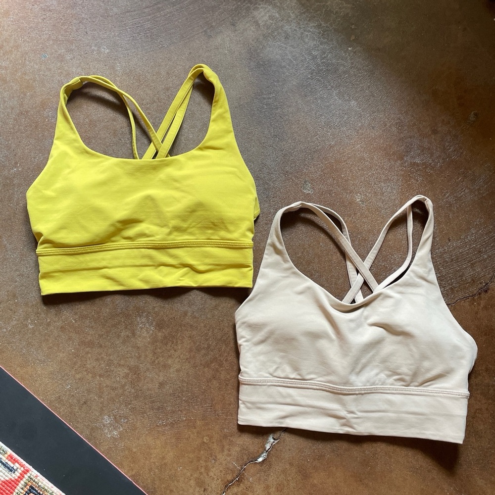 Set of 2 size 4 Lululemon ENERGY BRA LONG LINE *MEDIUM SUPPORT, B/C CUP
